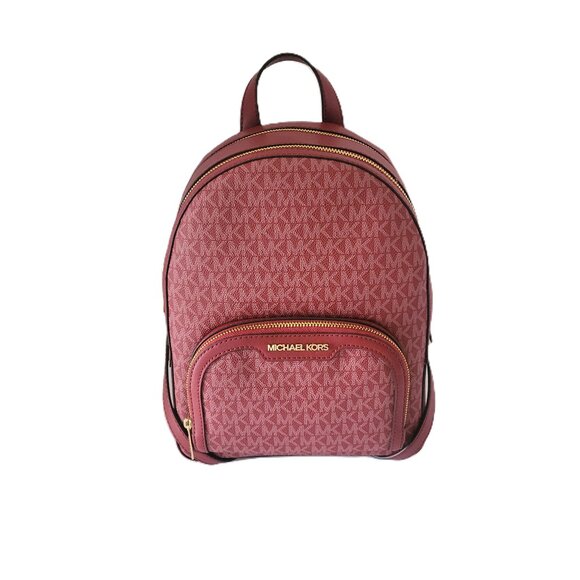 Michael Kors Jaycee Medium Zip Pocket Backpack MK Cherry - Picture 1 of 9
